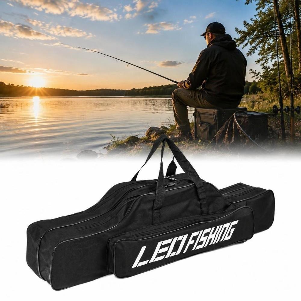Double Layered Fishing Pole Bag Oxford Fabric Fishing Rod Case Fishing Rod Bag Outdoor Fishing