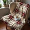 Red Gingham Holly Berry Anime Cartoon Flannel Blanket Soft Warm Throw for Bedroom Sofa Car Kids Holiday Gift