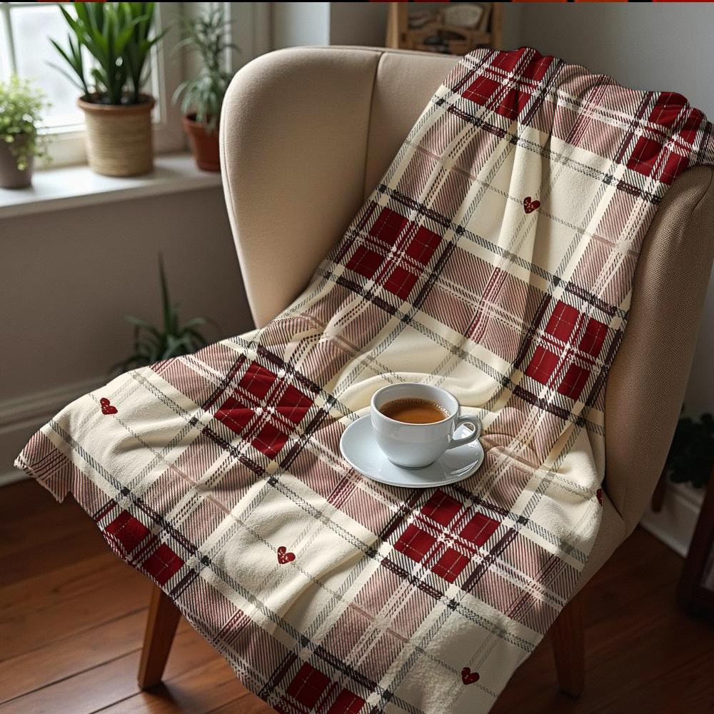 Red Gingham Holly Berry Anime Cartoon Flannel Blanket Soft Warm Throw for Bedroom Sofa Car Kids Holiday Gift