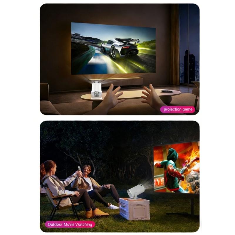 Full 1080P Wireless Projector Featuring 240 Degree Rotatable Lens and Auto Keystones Correction for Home Entertainment US 110V Compatibility