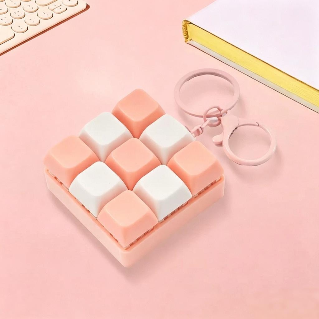 New Keyboard Fidget Toy Keychain Button Fidget Gifts for Adults To Relieve Stress Nine-key Can Be Assembled Freely@