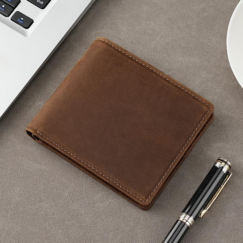 Billetera de Cuero para Hombre Cuero Crazy Horse Billeteras de Cuero Regalo para Hombre