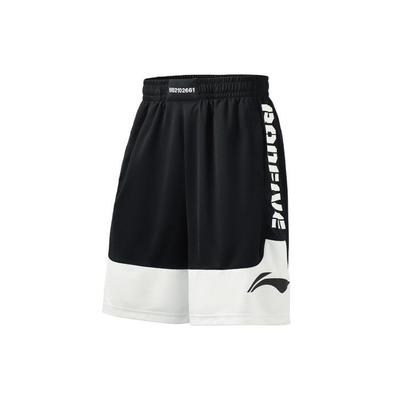 Li Ning Basketball Series Bad Five Printed Logo Letter Pattern Straight Leg Basketball Shorts Men Shorts Black AAPR207-4