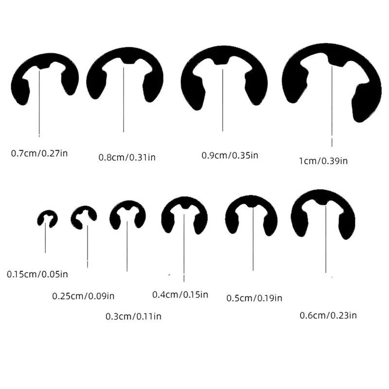 120PCS Black 304 Stainless Steel E-Type Circlip Retaining Ring Washer Set, Sizes M1.5-M10