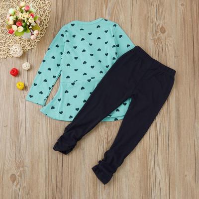 Toddler Infant Baby Girls Heart Print Clothes Bow Top T-shirt +Pants Outfits Set