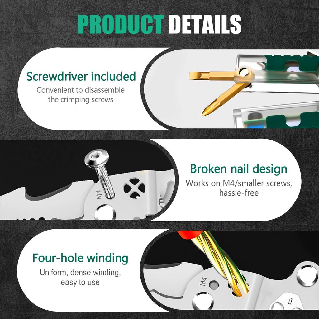 Professional Electrician Wire Stripper Foldable Wire Stripper Electrical Pliers for Cutting Stripping Crimping Wires