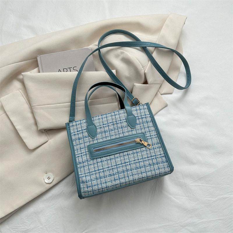 Elegant Women s Casual Woven Tote Bag Trendy Multi-purpose Crossbody Handbag синий