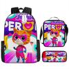 Superkitties Kids Backpack Set 3-Piece Cartoon School Bag Lightweight Durable for Boys Girls Preschool Elementary Gift
