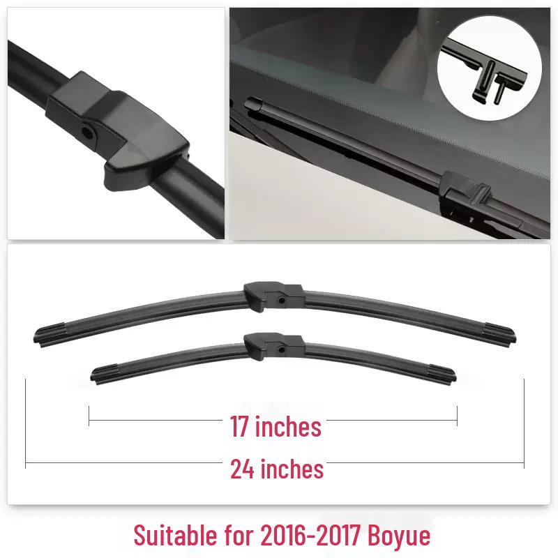 Geely Boyue 2016-17 Бескаркасная Бесшумная Щетка Стеклоочистителя Geely Boyue 2016-2017 Set Main and Auxiliary Wiper