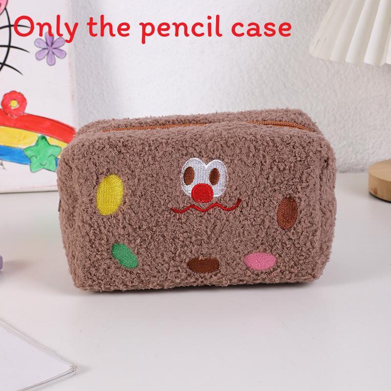 Cute Plush Sandwich Cookie Pencil Case With Large Capacity For Students And Girls