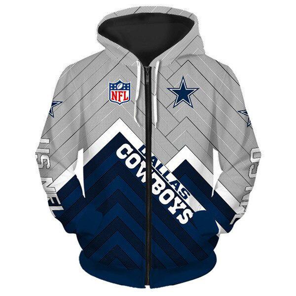 Europäischer und amerikanischer Herren- und Damen-Pullover mit Digitaldruck NFL-Fußball durchgehender Reißverschluss Kapuzenpullover, Strickjacke