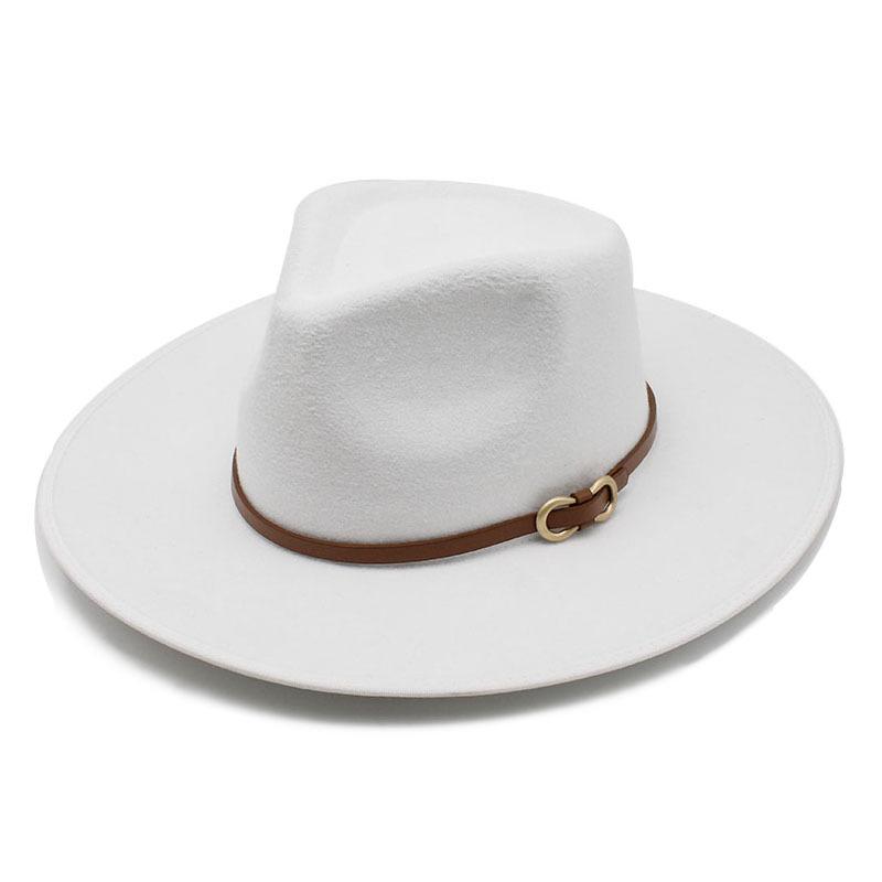 Woolen Top Hat Casual Retro Hemming Flat-Brimmed Hat Atmospheric Versatile Performance Jazz Hat