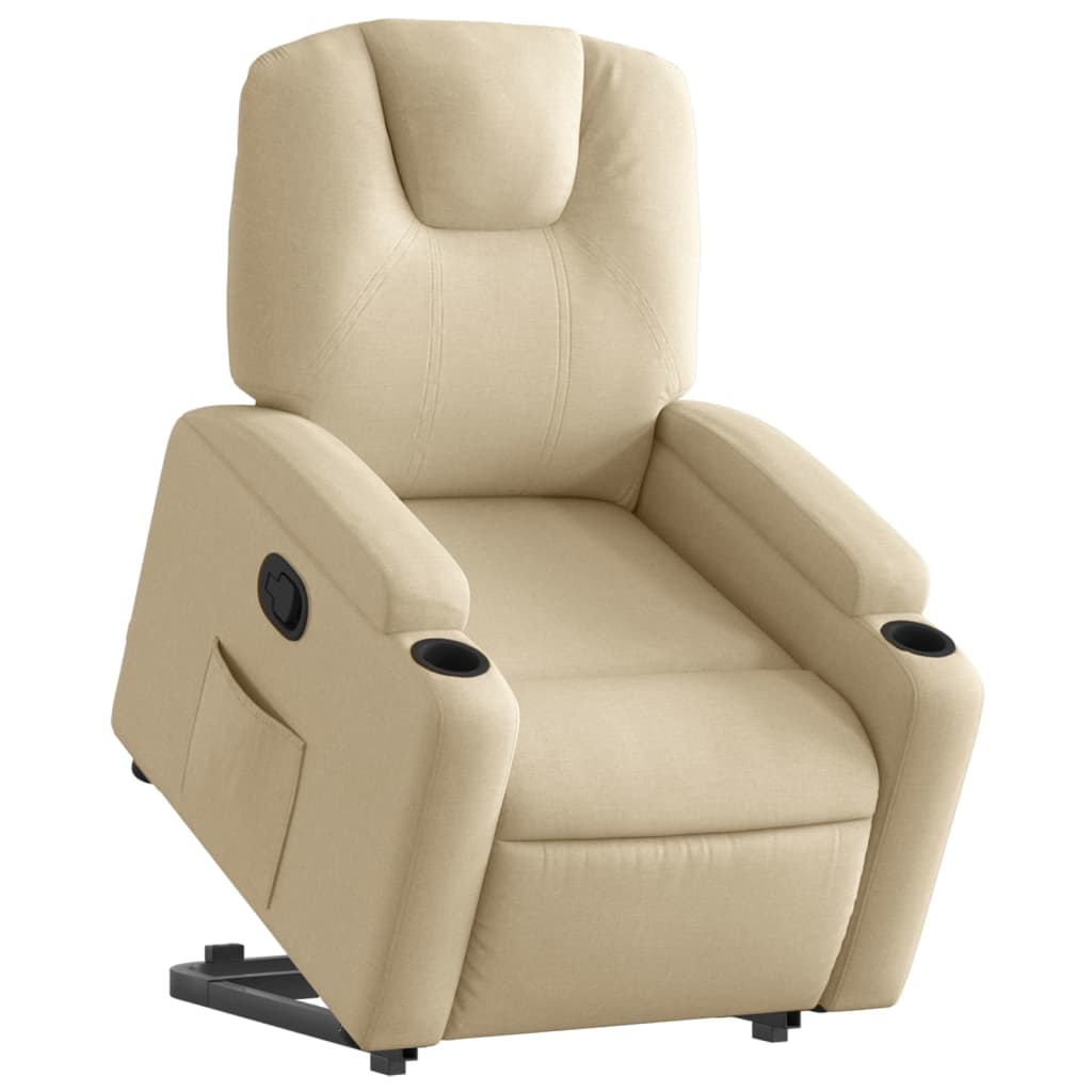 Vidaxl Lift-Up Recliner Armchair, Cream, Fabric Upholstered