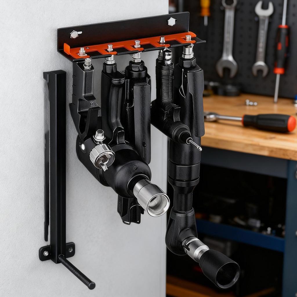 Air Tool Holder 5-Slot Wall Drill Grinder Station Power Tool Hanger For Electric Gadgets Drill Screwdriver Grinder Garage Studio