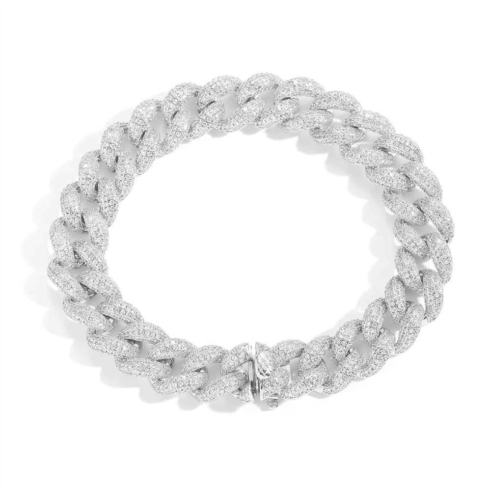 Hip Hop Jewelry 12mm Bling CZ Iced Out Miami Cuban Chain Bracelet 14K Gold Plated Cuban Bracelet for Women Men