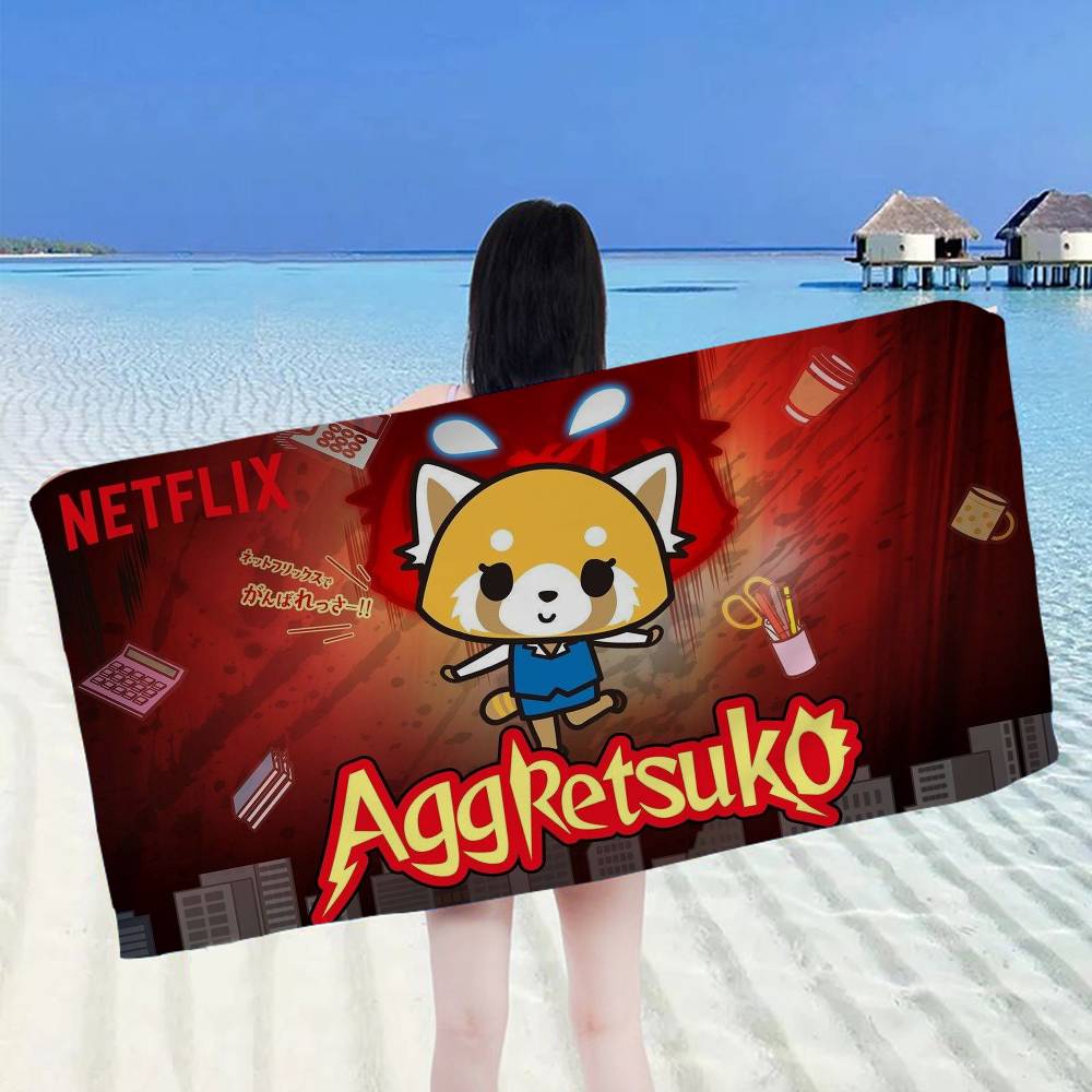 A-AggretsukoS Cartoon Microfiber Printed Beach Towel Mountain Climbing Yoga Beach Swimming Running Absorbent Soft Towel