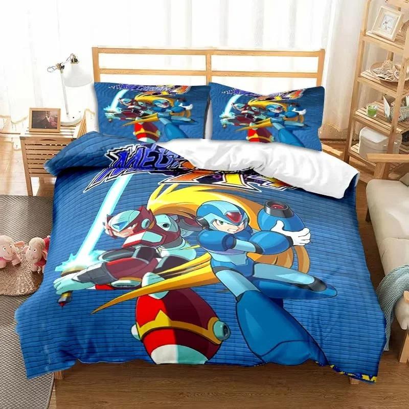 Spiel Cartoon Rockman Megaman Bettwäschesets exquisite Bettwarenset Bettbezug Bettdecke Set Luxus Geburtstagsgeschenk