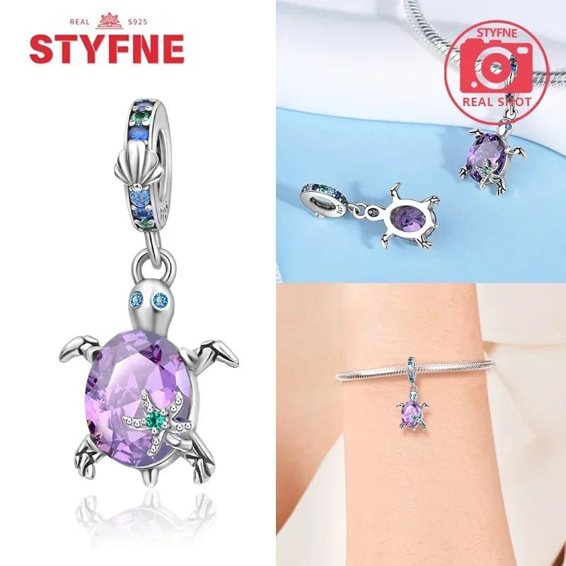 Women Bracelet Diy Fine Jewelry Gifts Original Charms Beads Copper Ocean Series Blue Turtle Starfish Shell Pendants