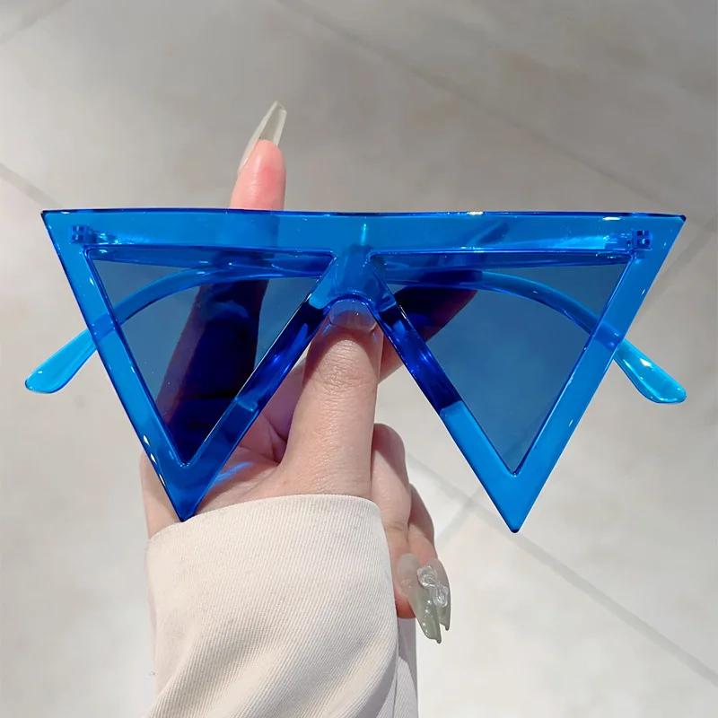 y2k Oversized Triangle Sunglasses Women For Men Luxury Brand Designer Vintage Punk Flat Top Popular Party Funny Sun Glasses
