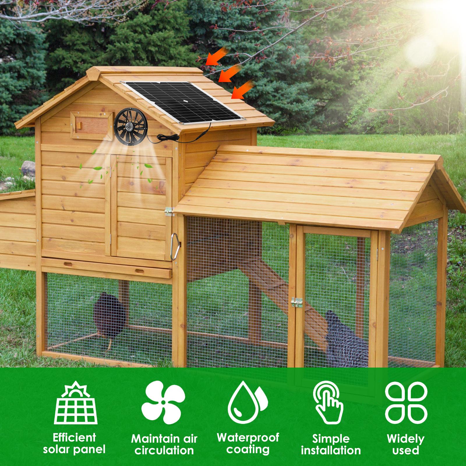 100W Exhaust Fan With Solar Panel Sets Round Ventilation Case Exhaust Fan for Outdoor Chicken Coop Greenhouse Shed Fan