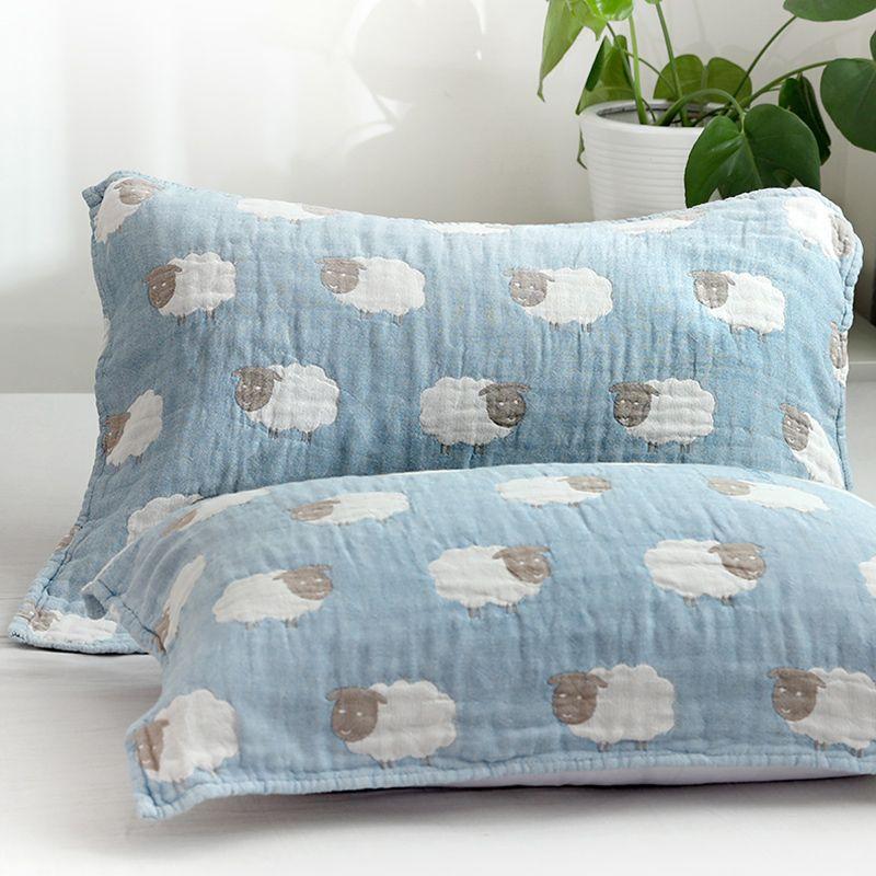 Новая хлопковая наволочка-полотенце с рисунком из мультфильма мягкая дышащая приятная для кожи постельное белье для взрослых бытовая съемная наволочка для подушек 2 шт 50x75cm-1pair синий 2980₽