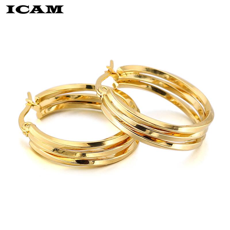

Brand Metal Elegant Hoop Earring Woman 2019 New Vintage Gold Color Cheap Korean Statement Earrings Accessories Brincos 25mm золотий