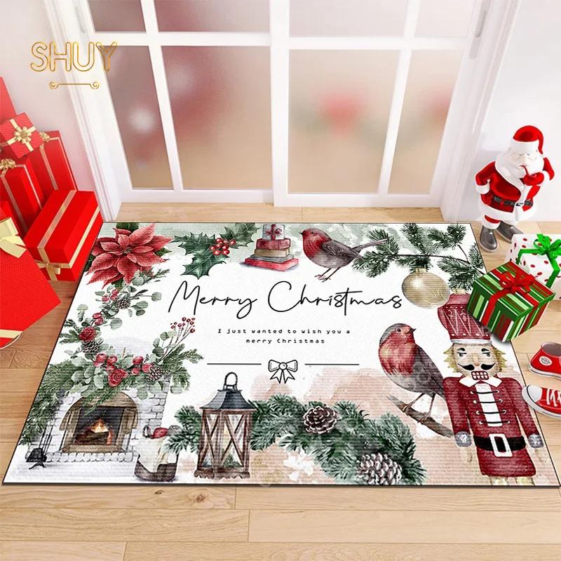 Christmas Cartoon Carpet Kawaii Non-slip Rug for Living Room Kitchen Home Decor Custom Stain-resistant Floor Mat