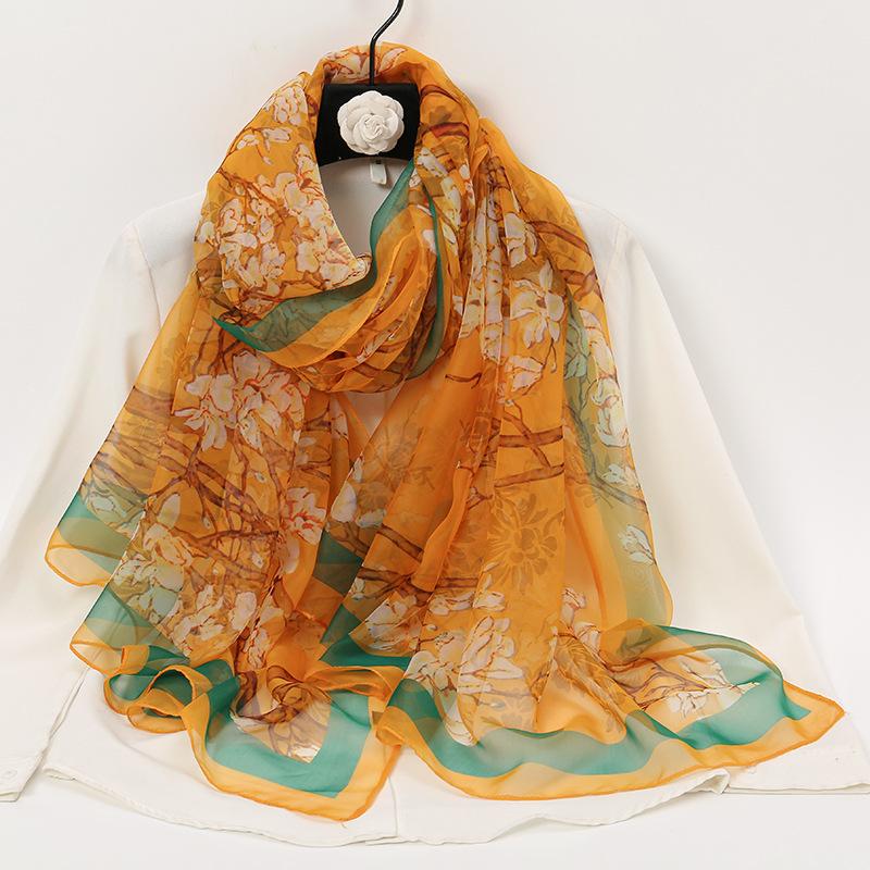 180Cmwomen Chiffon Scarf Summer Soft Floral Print Sunscreen Beach Scarves Thin Foulard Viscose Autumn Fashion Female Wrap Shawls