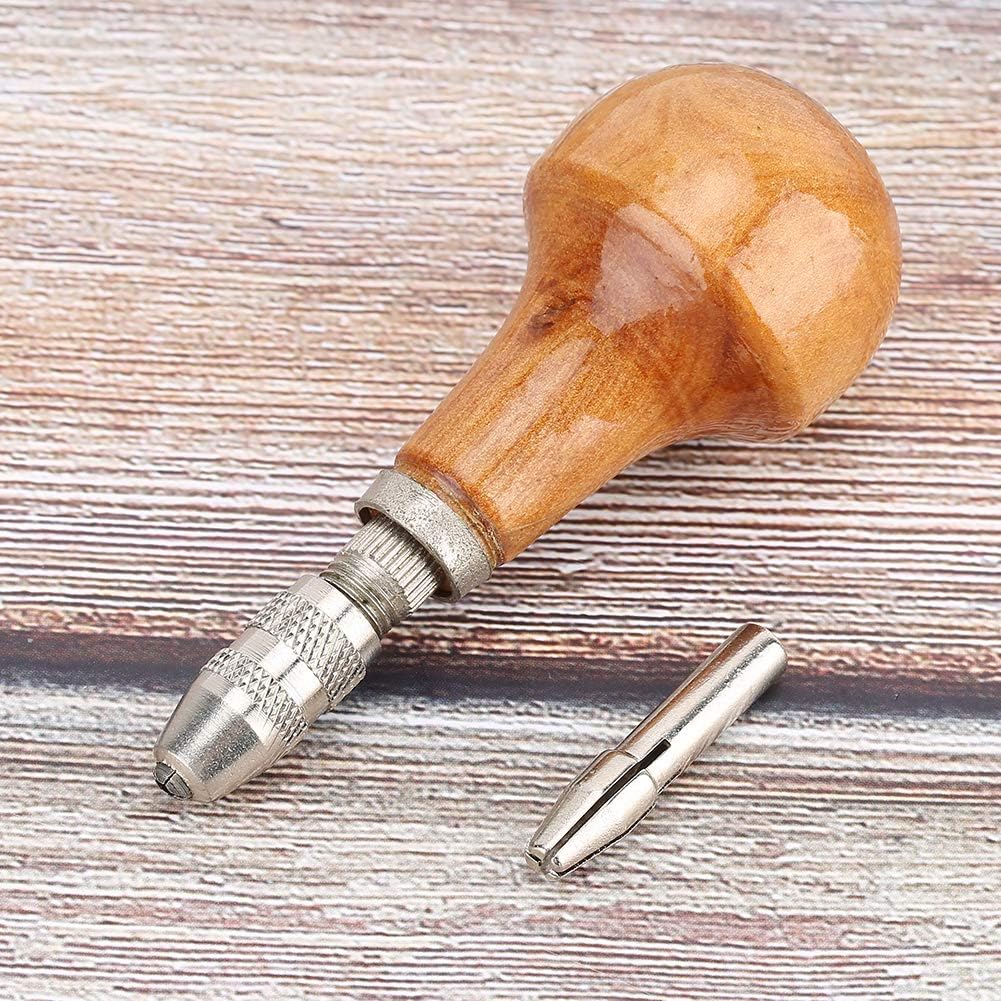 Hand Chucks Jewelry Making Pin, Wooden Handle Pin Vise Hand Drills for DIY Jewelry Woodworking Wood Craft