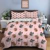 Cartoon Owls And Heart Backdrop Bedding Set For Kids Luxury Gift 3Pcs Digital Print Comforter Set Soft Comfortable Breathable