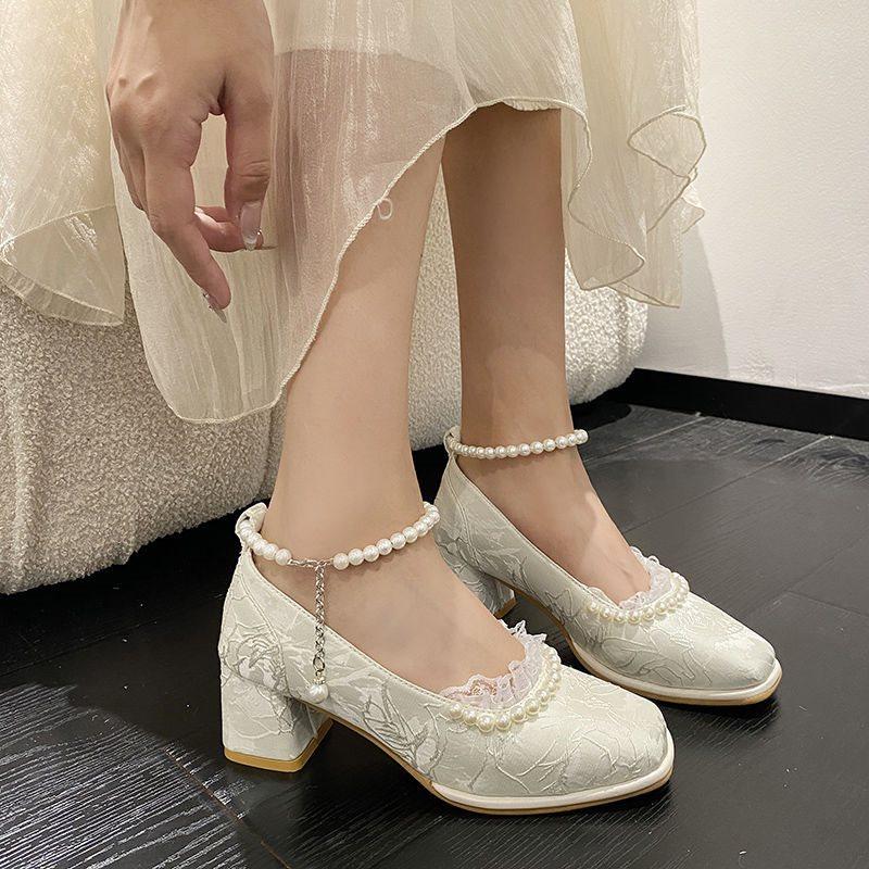Mary Jane shoes antique dress cheongsam shoes versatile spring and autumn high heels single shoes women's high heels
