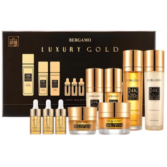 Bergamo Real 24K Gold Collagen Skincare Set 9pcs Anti-Aging Firming Radiance Kit