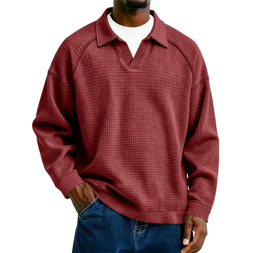 Herrstickad vardagspullover med krage - Långärmad för daglig användning