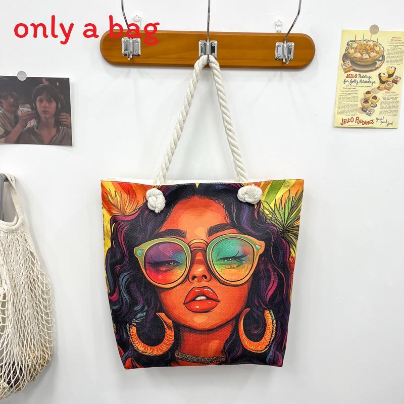 Women Print Handbag Large Oxford Canvas Casual Shoulder Bag For Daily Use