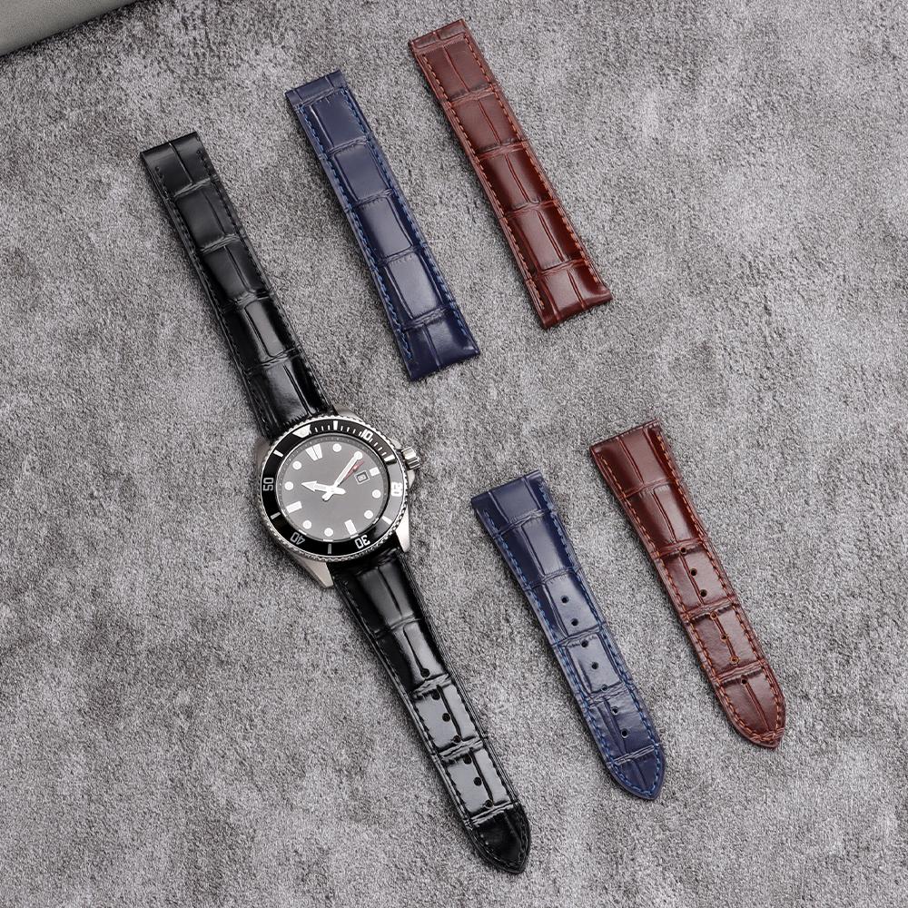 19mm 20mm 21mm 22mm Genuine Leather Strap for Omega Seamaster Waterproof Calfskin Watch Band Bracelet for Men Watch Accessories