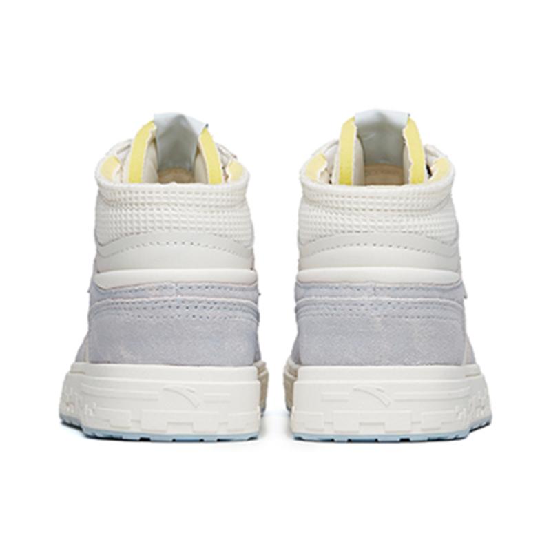 Anta Cushioning, Wear Resistant Mid Top Skateboard Shoes Women's White Blue Sneakers 122218052-4
