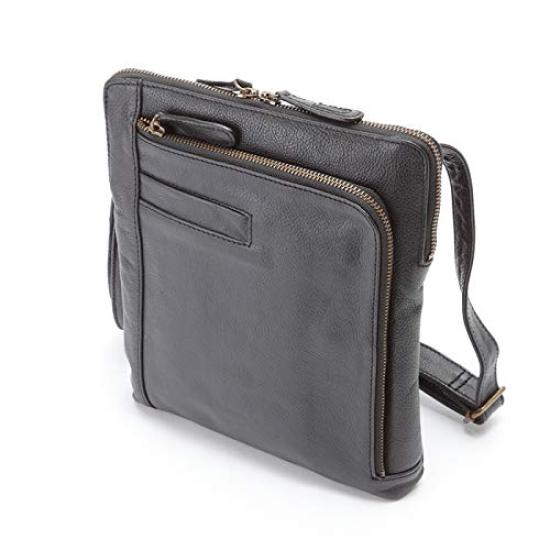 

Hirano Bag Мужская сумка через плечо из натуральной кожи, подходит для файлов формата A5, вертикальная, Crossbody, ширина 22,5 см + Оригинальные мутоновые перчатки, Черный