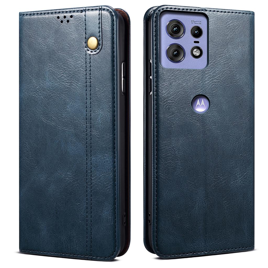 For Motorola Edge 50 Pro 5G Case Waxy Crazy Horse Leather Wallet Phone Cover