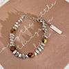 Unique Retro Brown Amber Beaded Bracelet: Niche Design for Men and Women