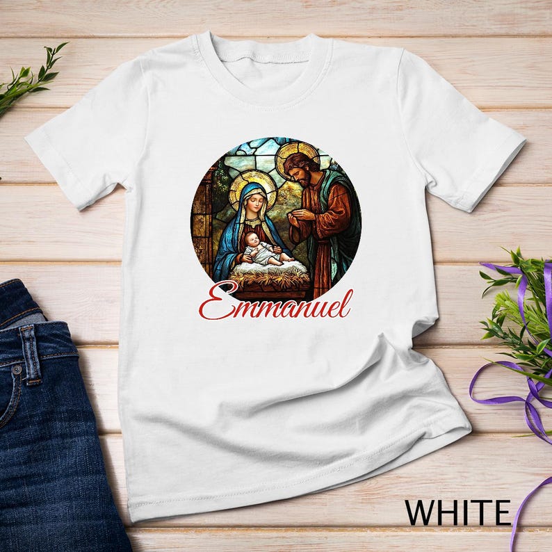 Nativity Round Christmas Ornat Funny Christmas T-Shirt 160