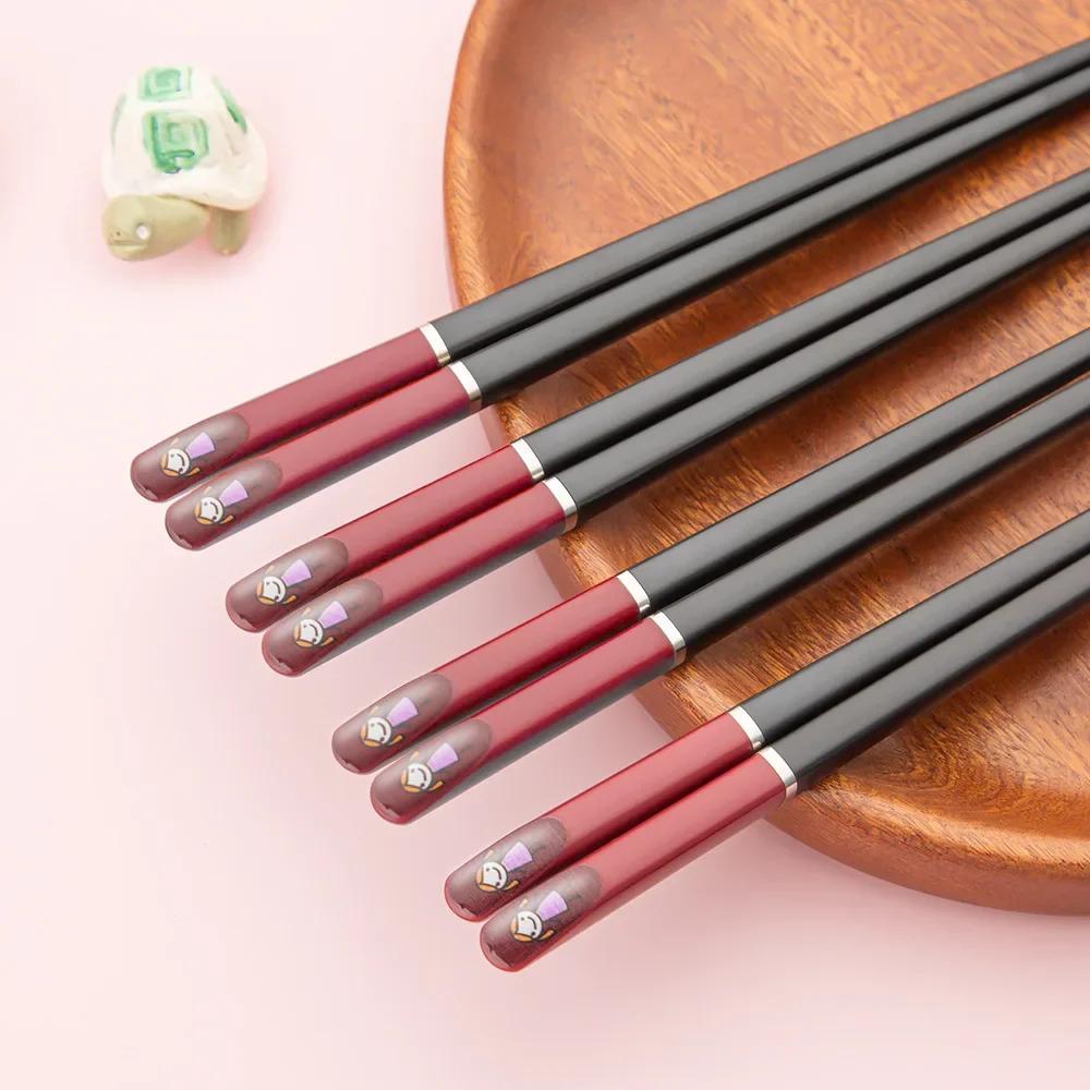 1pair Chopsticks Anime Kawaii Creativity Alloy Personal Chopsticks Non-Slip Child Adult Cutlery Kitchen Household