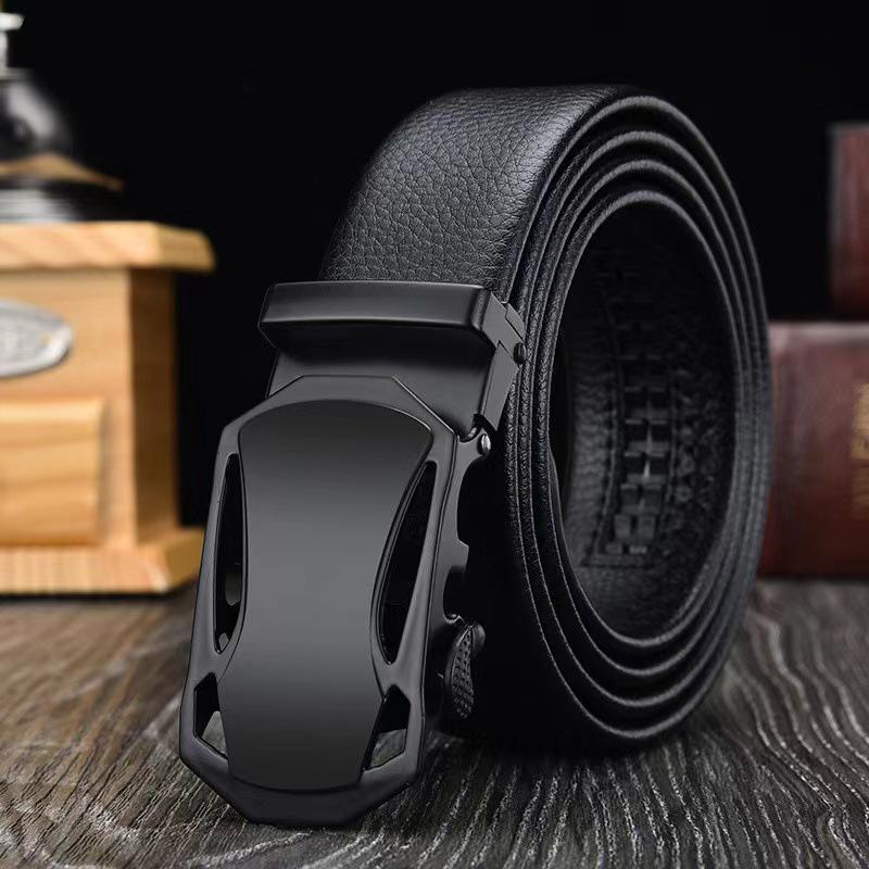 Men's High-Grade Soft Leather Automatic Buckle Belt for Casual Jeans
