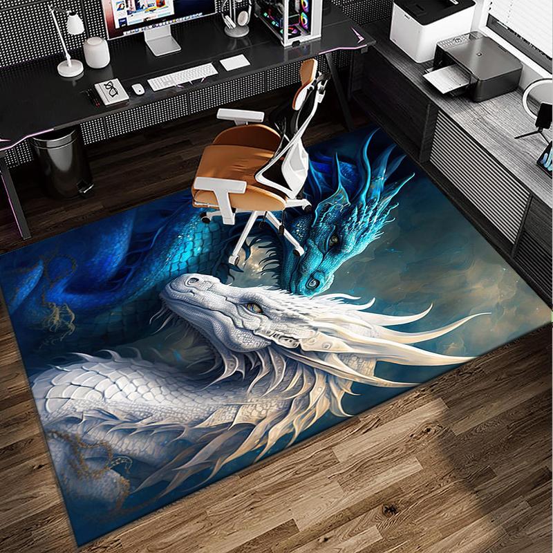 Fiery Dragon Artwork Office Rug Chair Mat, Entryway Carpet, Suitable for Front Door, Bedroom, Living Room, Desk, Holiday Gift