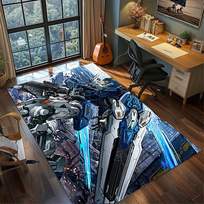 Gundam Bedroom Floor Mat Large Area Non Slip Washable Rug Gamer Room Decor