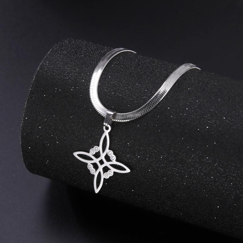 Witch Knot Snake Chain Necklace For Women Witchcraft Stainless Steel Choker Necklaces Vintage Amulet Jewelry Gift