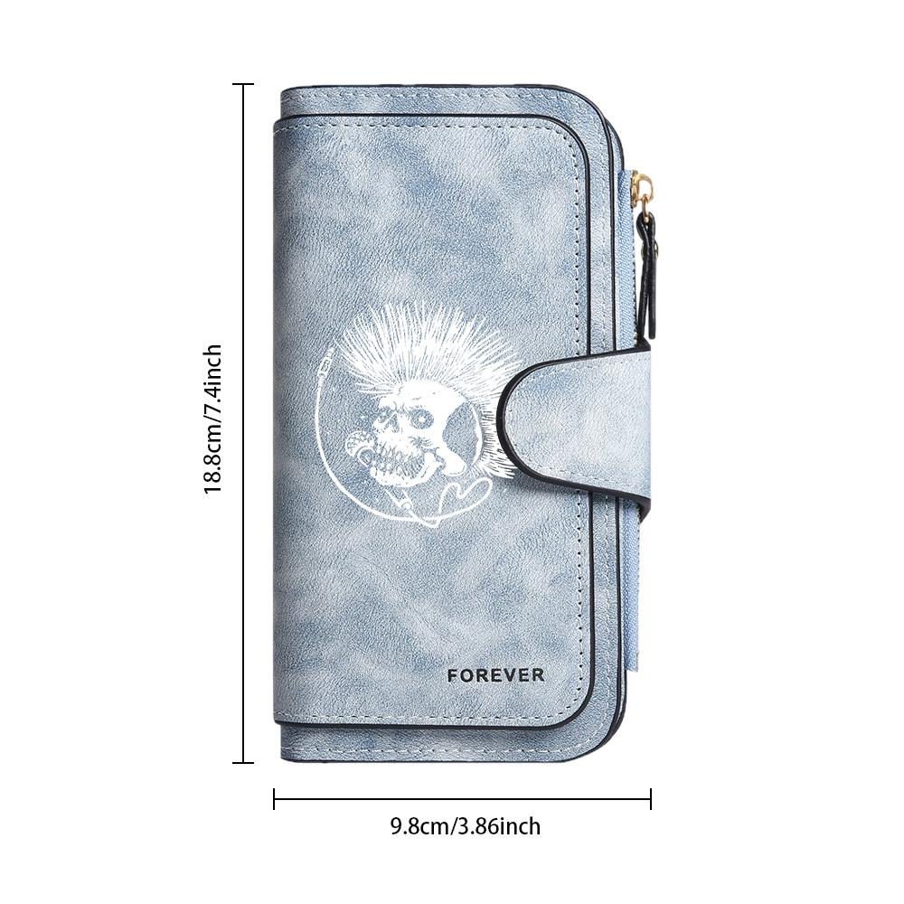 Punk Skull Printed Long Wallet Casual Card Holder Fashion Multi Slot Daily Purse