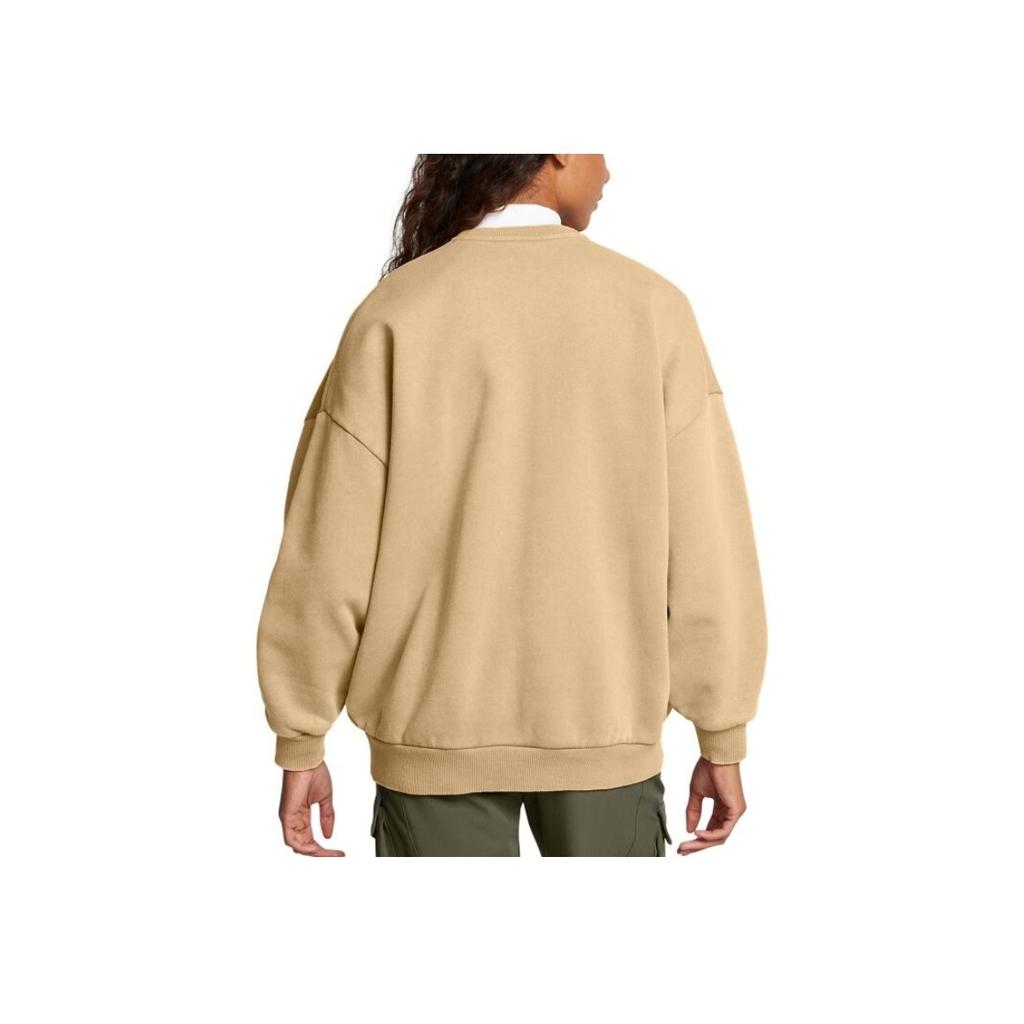 Under Armour Icon FW24 Round Neck Letter Casual Long Sleeve Sweatshirt Women Sweatshirt Camel-Brown 1386486-263