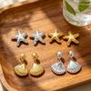 4Pairs/Set Starfish Shell Stud Earrings for Women Gold Silver Color Ocean Beach Earrings Fashion Jewelry