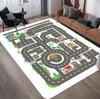 Funny City Road Print Kids Play Rug Road Traffic Pattern Non-Slip Soft Carpet Modern Home Floor Decor Mat for Children's Room