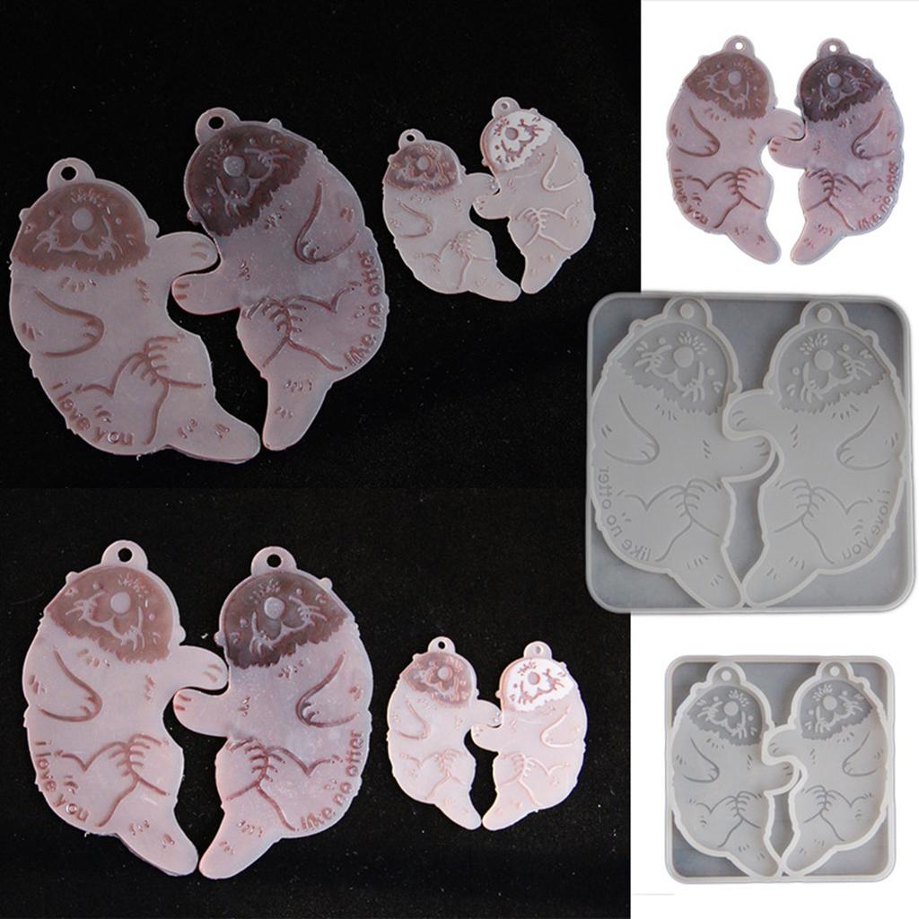 Resin Pendant Molds with Hole for Epoxy Resin Keychain Making Otters Shape Silicone Pendant Molds for Jewelry Making